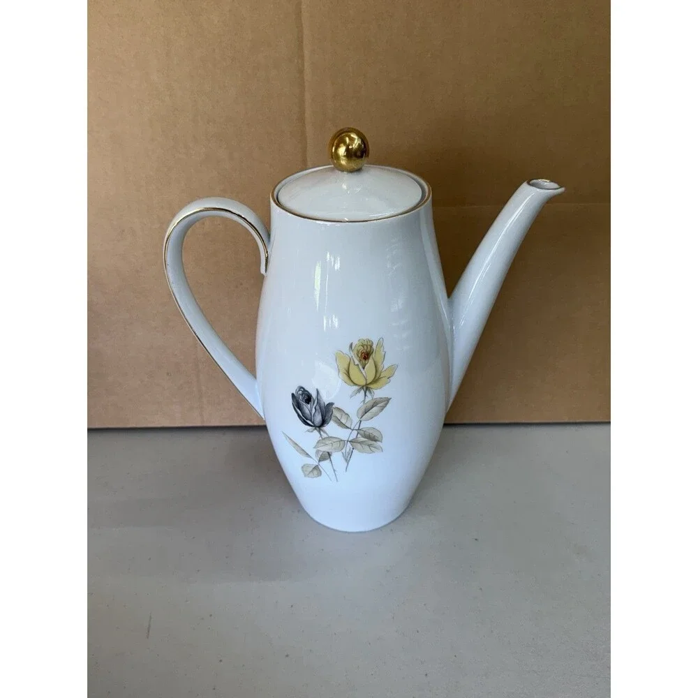 Vintage Seltmann Weiden K Bavaria Porcelain Gold Rimmed Floral Coffee/Tea Pot